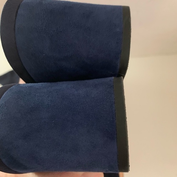 ALEXANDRE BIRMAN Alessa 60 Suede Ankle Wrap Block Sandals Navy Petrol with Gold - Picture 15 of 16